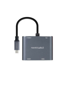 Nanocable Conversor USB-C a HDMI, VGA, USB 3.0 y USB-C PD - Longitud del Cable 15cm - Color Gris 2