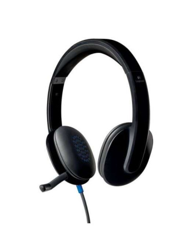 Logitech H540 Auriculares con Microfono USB - Microfono Plegable - Diadema Ajustable - Almohadillas Acolchadas - Controles en Au