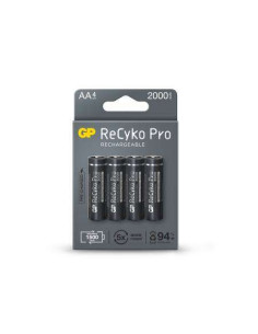 GP ReCyko Pro Pack de 4 Pilas Recargables 2100mAh AA 1.2V - Precargadas - Ciclo de Vida: Hasta 1.500 Veces