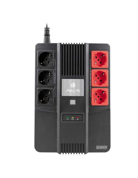 NGS Fortress Bunker SAI 600VA UPS 360W - Bateria Incorporada 12V/7 - Tecnologia Off Line - Funcion AVR - 6x Schukos - Proteccion