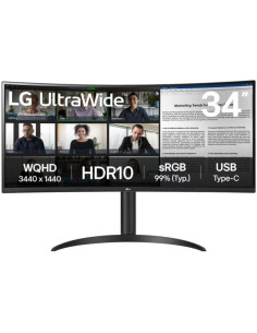 LG Ultrawide Monitor 34" Curvo LED VA WQHD 100Hz - Respuesta 5ms - Angulo de Vision 178º - Ajustable en Altura e Inclinacion -