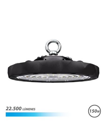 Elbat Lampara LED UFO de Techo - Potencia: 150W - Lumenes: 22500 - Luz Fria: 6500K - Ac 100-240V - Diametro: 28.6cm - Angulo aju