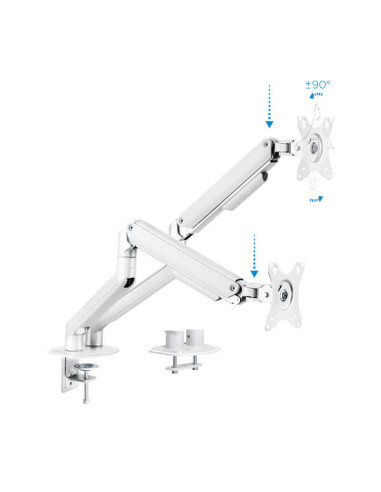 Tooq Soporte Mesa Pant Giratorio Inclinacion 2 Brazos 17-32" - Color Blanco
