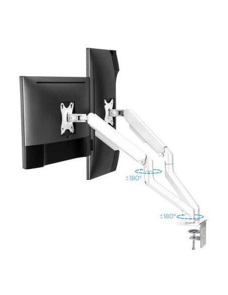 Tooq Soporte Mesa Pant Giratorio Inclinacion 2 Brazos 17-32"" - Color Blanco