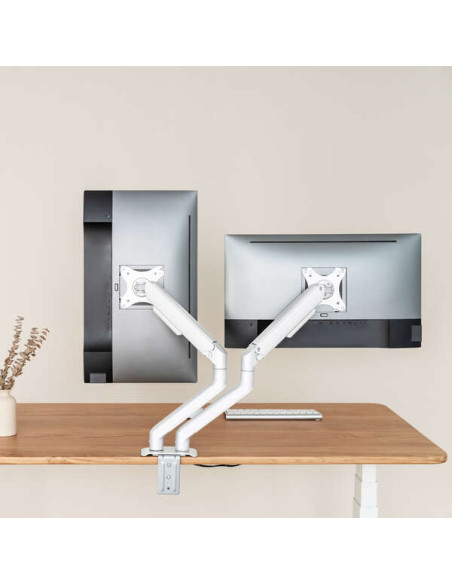 Tooq Soporte Mesa Pant Giratorio Inclinacion 2 Brazos 17-32"" - Color Blanco