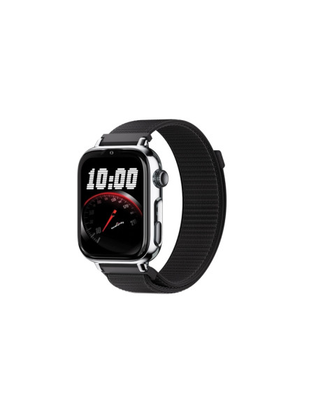 Savefamily Reloj Inteligente Infantil SaveWatch Plus 2 - Pantalla Amoled - Carcasa Plateada - Correa Tela Negra