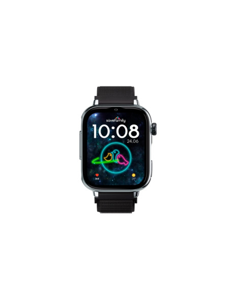 Savefamily Reloj Inteligente Smartwatch Infantil SaveWatch Plus 2 - Pantalla Amoled - Carcasa Plateada - Correa Tela Negra