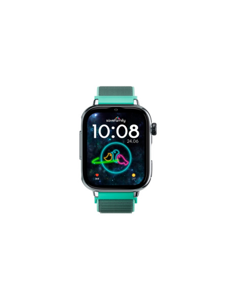 Savefamily Reloj Inteligente Smartwatch Infantil SaveWatch Plus 2 - Pantalla Amoled - Carcasa Plateada - Correa Tela Ocean
