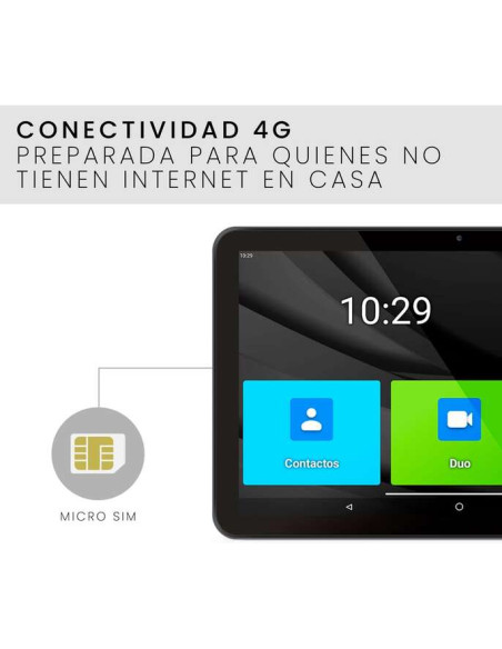 SPC Tablet Android para Mayores 10.35" - Iconos XXL - Conectividad 4G - Funda Protectora Incluida - Bateria de 6.000 Mah - 4GB