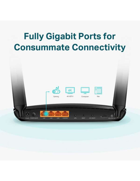 TP-Link Router Inalambrico 4G+ Cat6 AC1200 Dual Band - Puertos Gigabit
