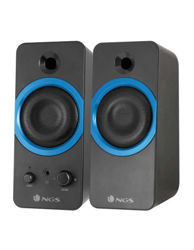 NGS GSX-200 Altavoces USB 2.0 20W - Supergraves - Conexion Jack 3.5mm - Controles en Altavoz - Color Negro/Azul