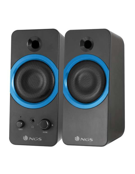 NGS GSX-200 Altavoces USB 2.0 20W - Supergraves - Conexion Jack 3.5mm - Controles en Altavoz - Color Negro/Azul