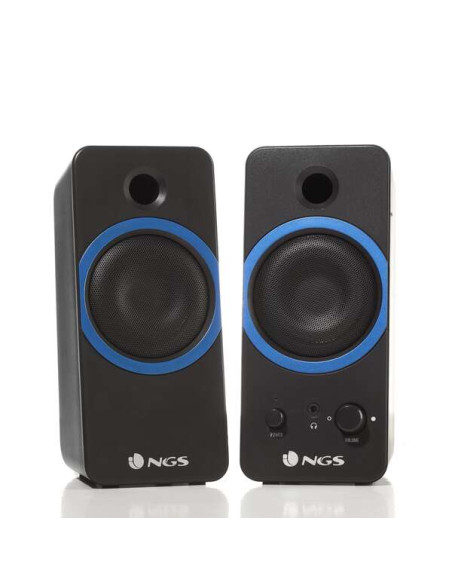 NGS GSX-200 Altavoces USB 2.0 20W - Supergraves - Conexion Jack 3.5mm - Controles en Altavoz - Color Negro/Azul