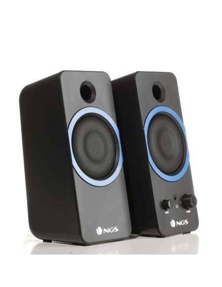 NGS GSX-200 Altavoces USB 2.0 20W - Supergraves - Conexion Jack 3.5mm - Controles en Altavoz - Color Negro/Azul