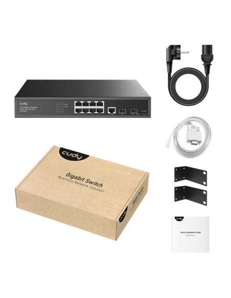 Cudy GS2008S2 Switch Administrado L2 Gigabit de 8 Puertos con 2 Puertos Gigabit SFP