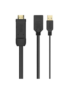 Aisens Conversor Activo HDMI 2.0 + USB ALIM. a DisplayPort V1.2 - HDMI/M-USB/M-DP/H - 10CM - Color Negro