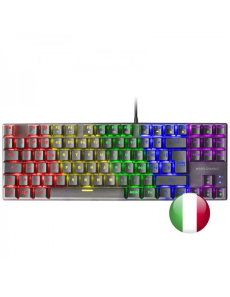 Mars Gaming MK80 Teclado Gaming Mecanico - TKL Compacto - Iluminacion RGB - Teclas Imborrables - Switches Antipolvo - Multiplata