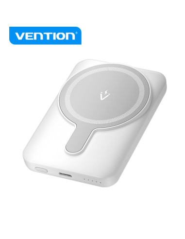 Vention PowerBank 5000mAh Magnetico Inalambrico - USB-C Dual - 20W - Display Luminoso - Carga Rapida - Material Resistente - Col