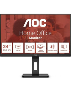 AOC Monitor 24" LED IPS FullHD 1080p 75Hz - Respuesta 4ms - Ajuste de Altura - Angulo de Vision 178  - Altavoces Incorporados -