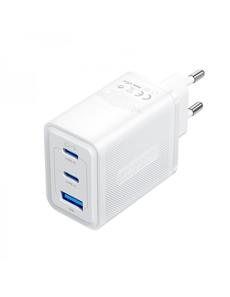Vention Cargador de Pared GaN 3 Puertos USB (C + C + A) (65W/65W/30W) - EU - Color Negro