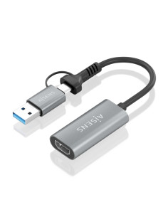 Aisens Conversor Aluminio USB-A+USB-C a HDMI 1080P 60HZ - USB-A/M+USB-C/M-HDMI/H - 15cm - Color Gris 2