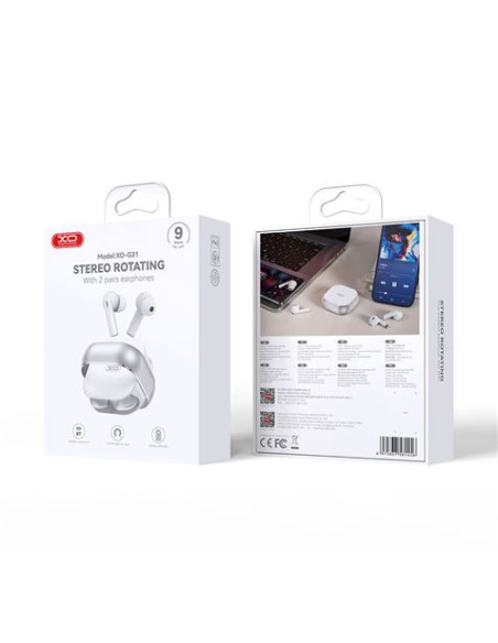 XO G31 Auriculares - Bluetooth 5.3 - TWS - Control Tactil - 4 Auriculares - Ideal para Compartir - Color Blanco