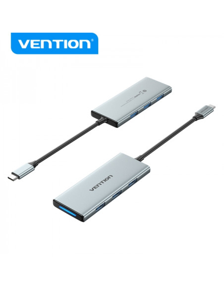 Vention Docking Station 6 en 1 USB-C a HDMI 4K/3xUSB3.0/Lector SD/MicroSD - 0.15m - Color Gris