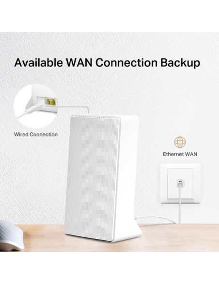 Mercusys Router Inalambrico 4G LTE- 300 Mbps en 2.4GHz y 867 Mbps en 5GHz - 2 Puertos 10/100Mbps - Color Blanco