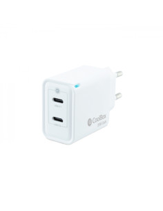 Coolbox Cargador de Pared 35W QC3.0 + PD - 2xUSB-C - Carga Rapida - Tecnología GaN - Color Blanco