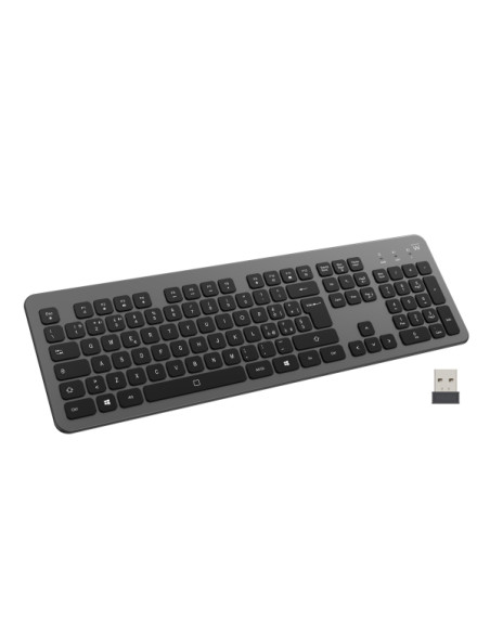 Ewent EW3296 Teclado Inalambrico Multiconexion - 3 Conexiones Simultaneas - 1xWireless 2.4GHz, 2xBluetooth 5.0 - Color Negro