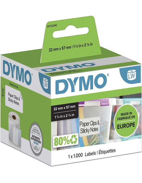 Dymo LW 11354 Etiquetas Originales Multiusos Autoadhesivas - 57x32mm - 1000 Unidades - S0722540