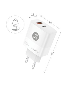 TechOneTech Cargador de Pared PD 65W con 1 Puerto USB-C + 1 Puerto USB-A 2