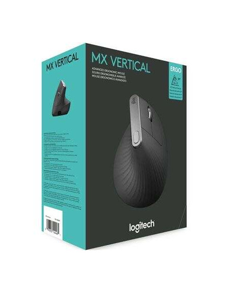 Logitech MX Vertical Raton Ergonomico Avanzado 4000dpi - Angulo Vertical de 57º - 4 Botones Programables - Uso Diestro - Color N