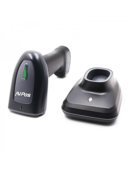 AVPos AVP-BT230-2D Lector de Codigos Inalambrico - 2000Mah - Codigos 1D, 2D y QR - Wireless 60m - BT 15m - USB - Color Negro