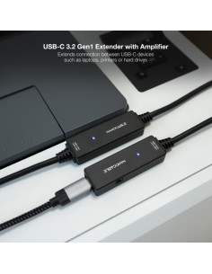 Nanocable Cable Prolongador USB-C 3.2 Macho a USB-C 3.2 Hembra - 10 Metros - Amplificador - Color Negro 2
