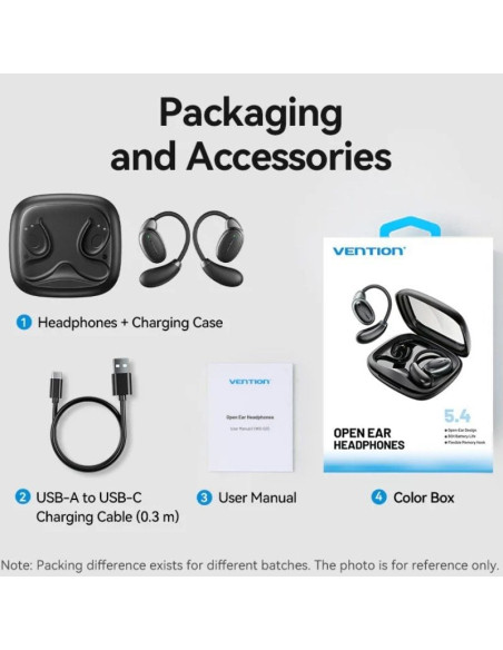 Auriculares Deportivos Bluetooth Vention Open Ear OpenBeat O15 NBTB0 con estuche de carga/ Negros