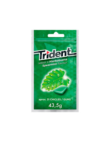 Chicle trident grageas sabor hierbabuena sin azucar bolsa de 43,5 gr