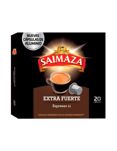 Cafe saimaza extra fuerte espresso intensidad 11 caja de 20 capsulas compatible nespresso