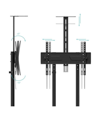 Soporte de Suelo Inclinable con Ruedas TooQ NEFERTITI FS1151M-B para TV de 37-70"/ hasta 70kg