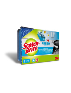 Scotch-Brite Fresh Pack de 2 Estropajos de Cocina - Proteccion para los Dedos - No Raya - Color Azul