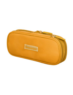 Estuche portatodo liderpapel color pop 2 cremalleras con compartimento extensible amarillo 230 x 60 mm