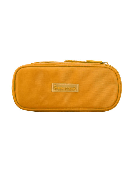 Estuche portatodo liderpapel color pop 2 cremalleras con compartimento extensible amarillo 230 x 60 mm