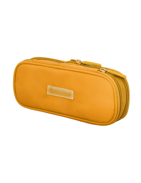 Estuche portatodo liderpapel color pop 2 cremalleras con compartimento extensible amarillo 230 x 60 mm