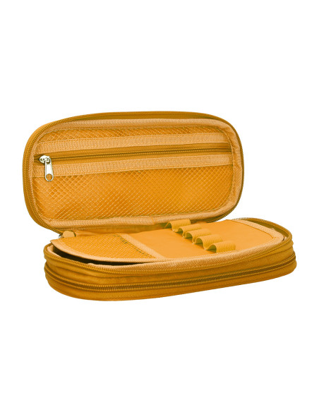 Estuche portatodo liderpapel color pop 2 cremalleras con compartimento extensible amarillo 230 x 60 mm