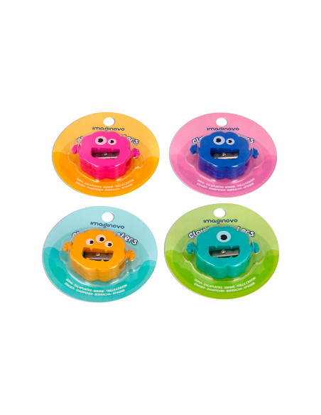 Goma de borrar imaginovo erase it monstruo con sacapuntas colores surtidos