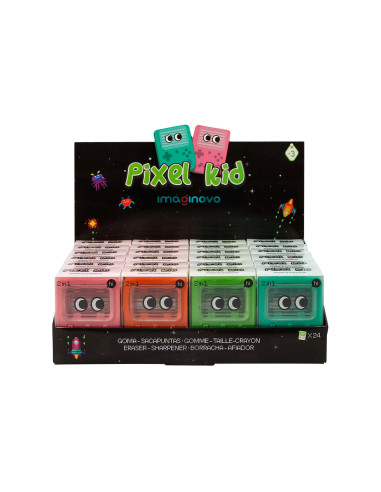 Goma de borrar imaginovo erase it consola con sacapuntas colores surtidos