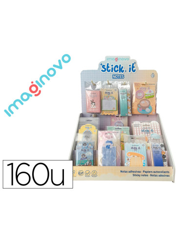 Bloc notas adhesivas imaginovo expositor sobremesa pvc 160 unidades surtidas 310x270x420 mm