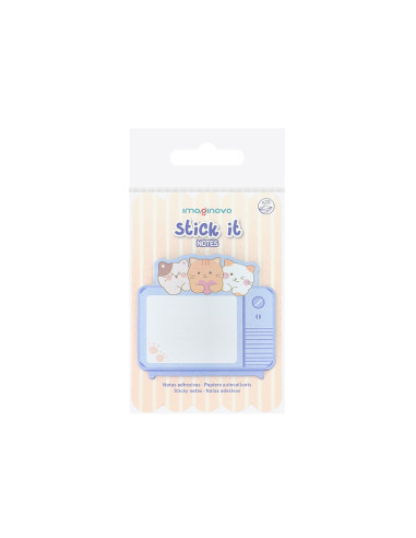 Bloc notas adhesivas imaginovo meow 20 hojas television 70x70 mm