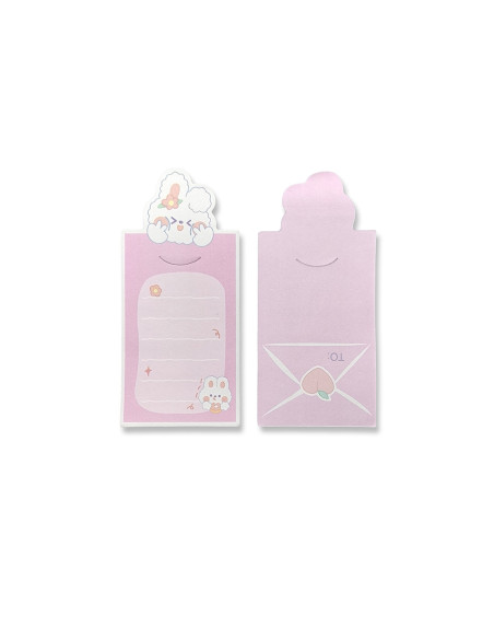 Bloc notas adhesivas imaginovo letter con mensaje trasero conejito rosa 20 hojas 85x164 mm