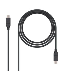 Cable USB 3.2 Tipo-C Nanocable 10.01.4101/ USB Tipo-C Macho - USB Tipo-C Macho/ hasta 100W/ 1m/ Negro